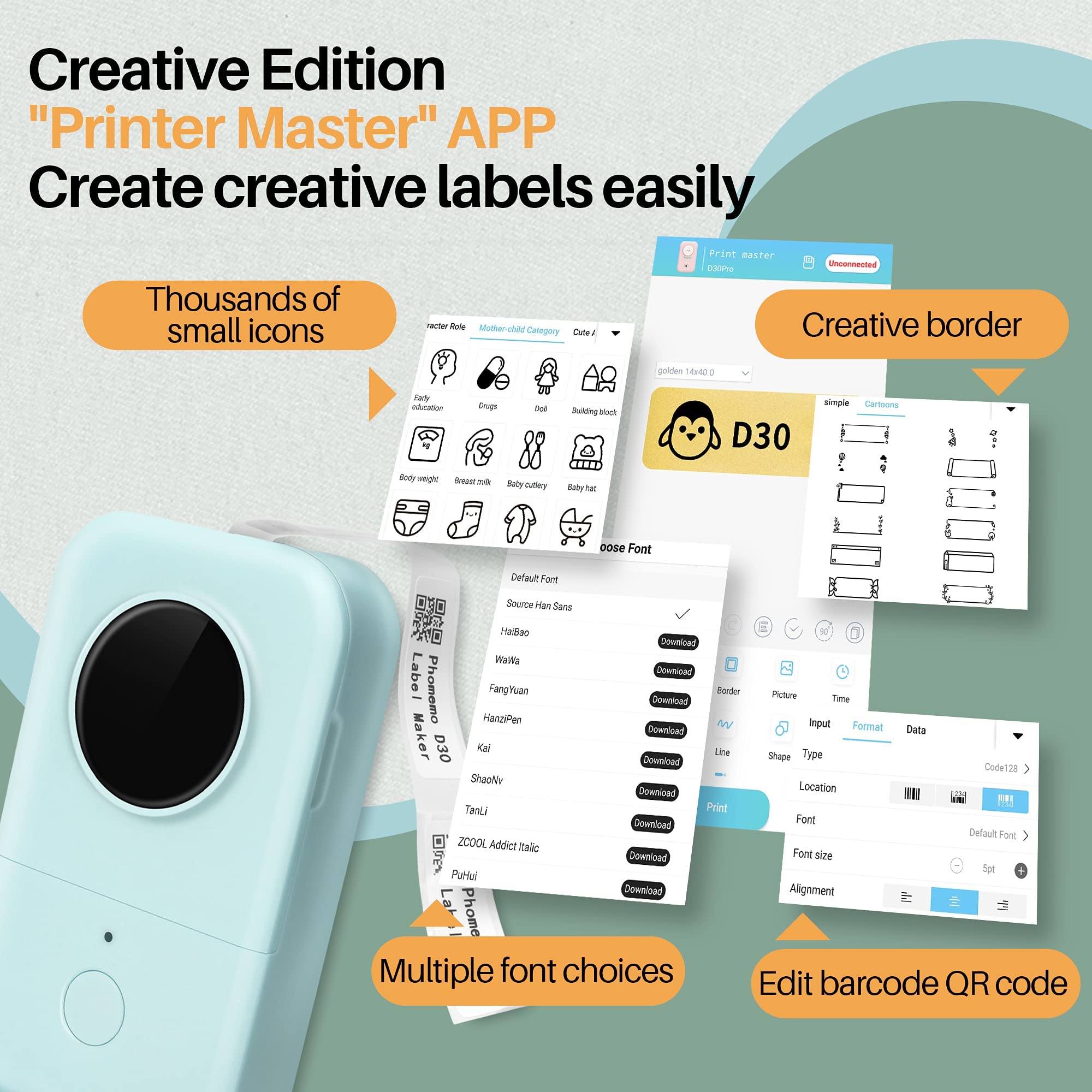 HASTHIP Mini Label Maker, Sticker Printer Machine with One Tape, Inkless Small Bluetooth Mini Label Printer for iOS and Android Thermal Inkless Printer for Home Office, Label Maker For Kitchen Jars HASTHIP Mini Label Maker, Sticker Printer Machine with One Tape, Inkless Small Bluetooth Mini Label Printer for iOS and Android Thermal Inkless Printer for Home Office, Label Maker For Kitchen Jars